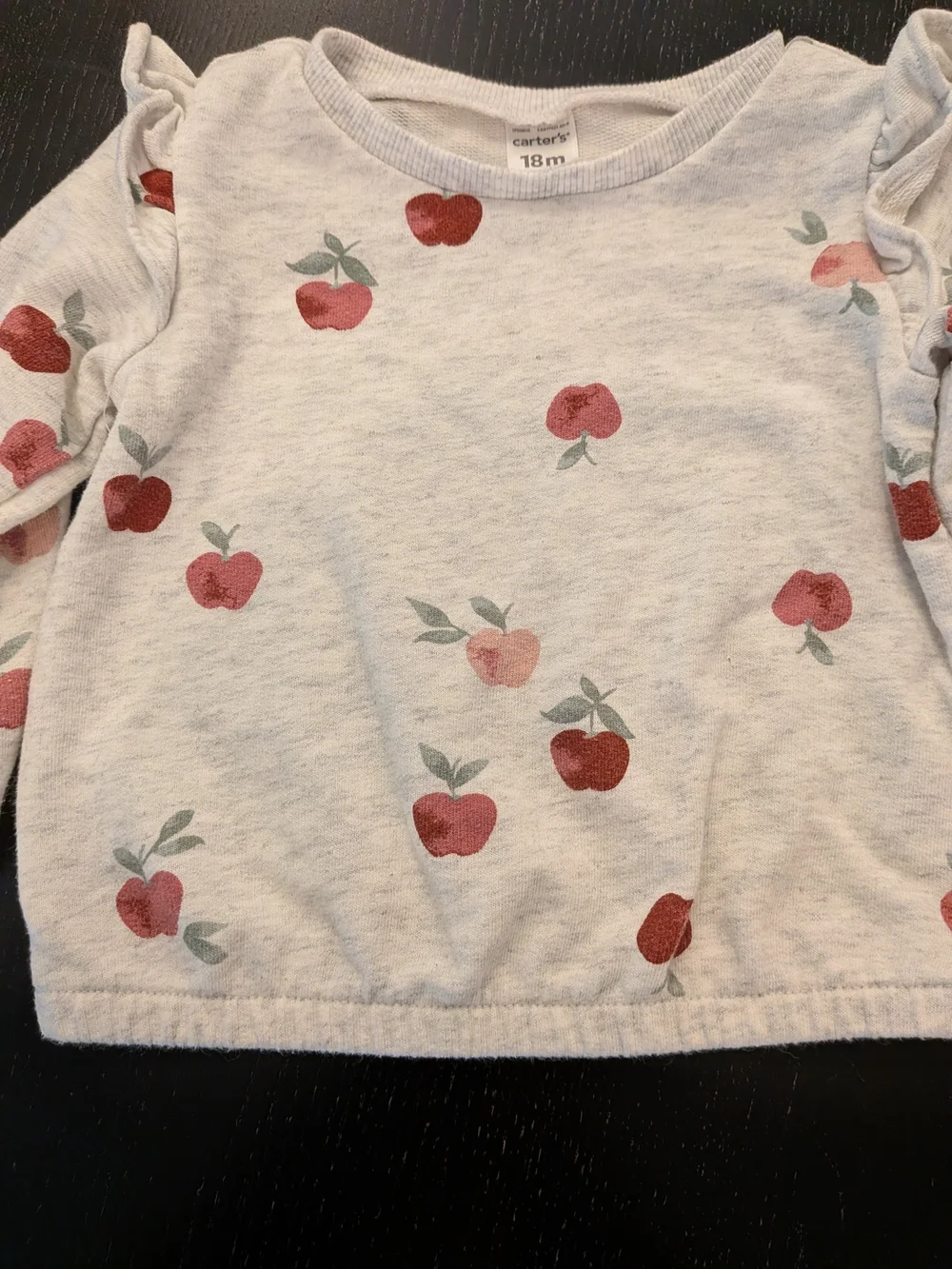 Carter's Cream Sweatshirt & Jogger Set with Red Apple Print